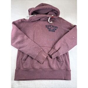 Superdry Men's Stressed Hoodie Large Maroon Heavy Weight